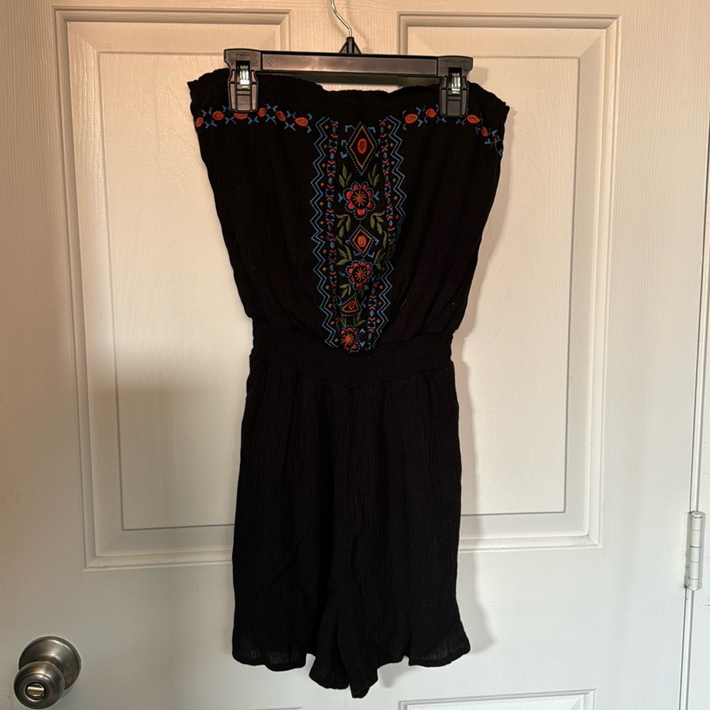Embroidered smocked romper